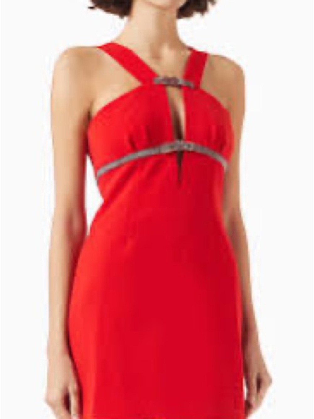 Self-Portrait Red Mini Dress with Metallic Trim